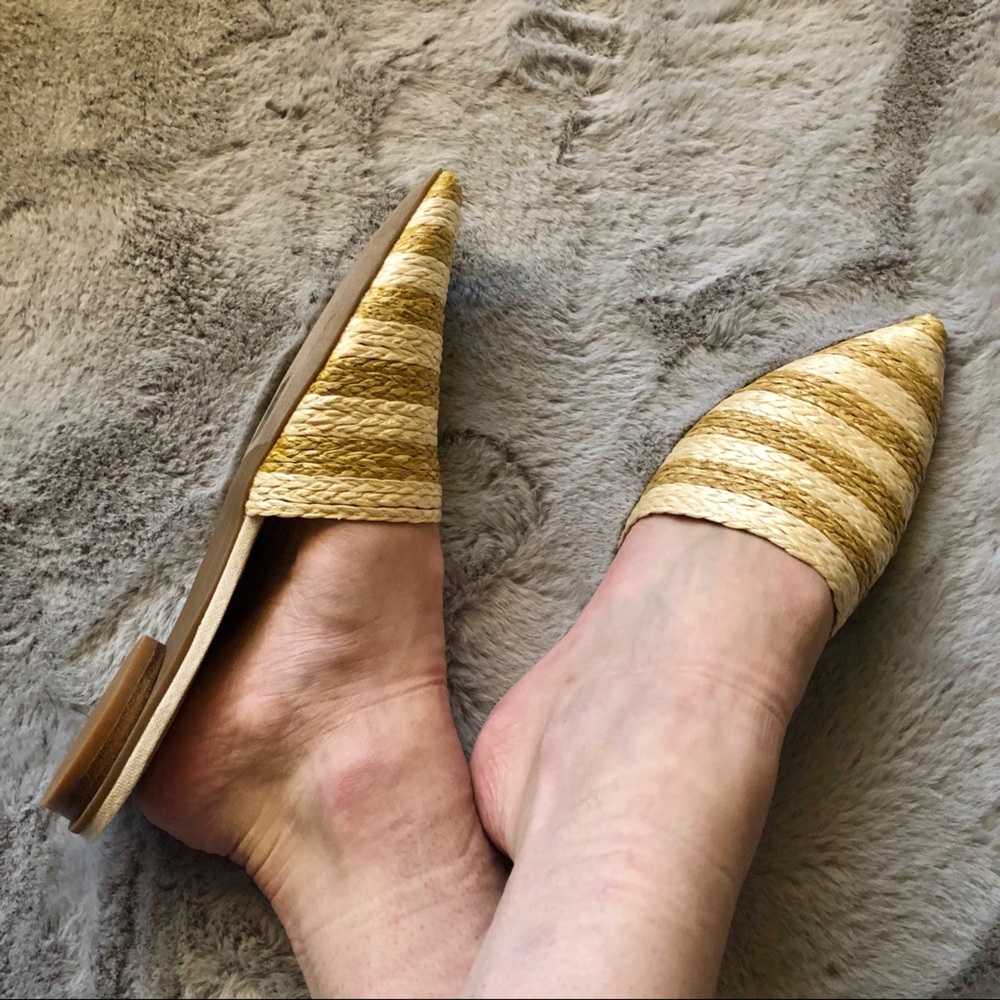 NEW Dolce Vita Evey Woven Mule, Tan & White, Sz 8